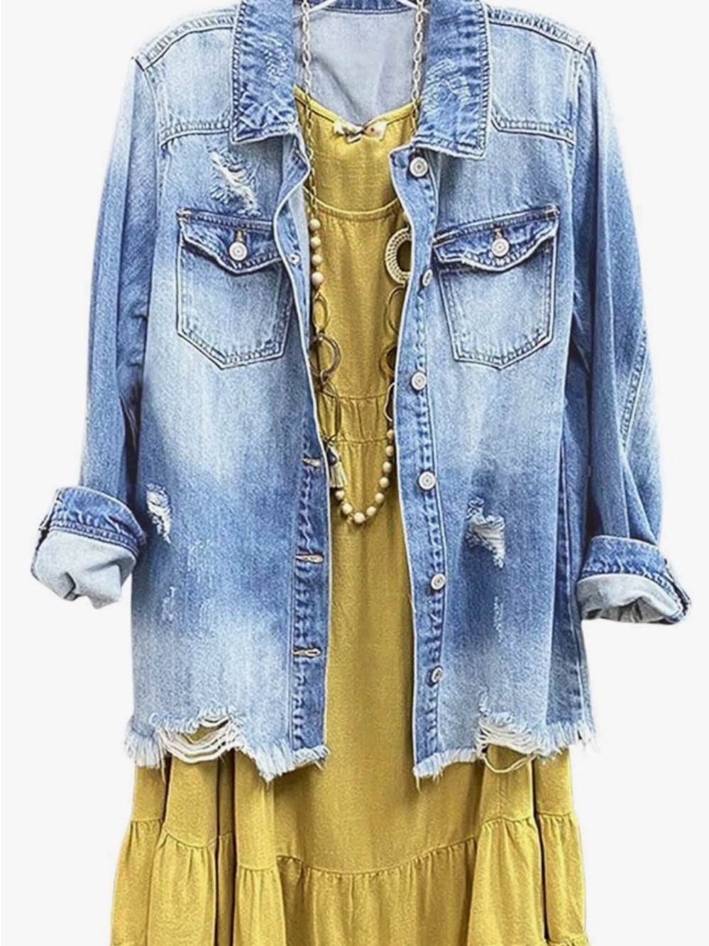 Light Blue Distressed Denim Jacket